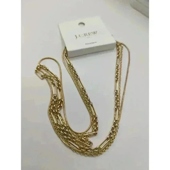 NWT J.Crew Gold Tone Layered Delicate Chain Necklace Womens Statement Multi - Picture 3 of 5